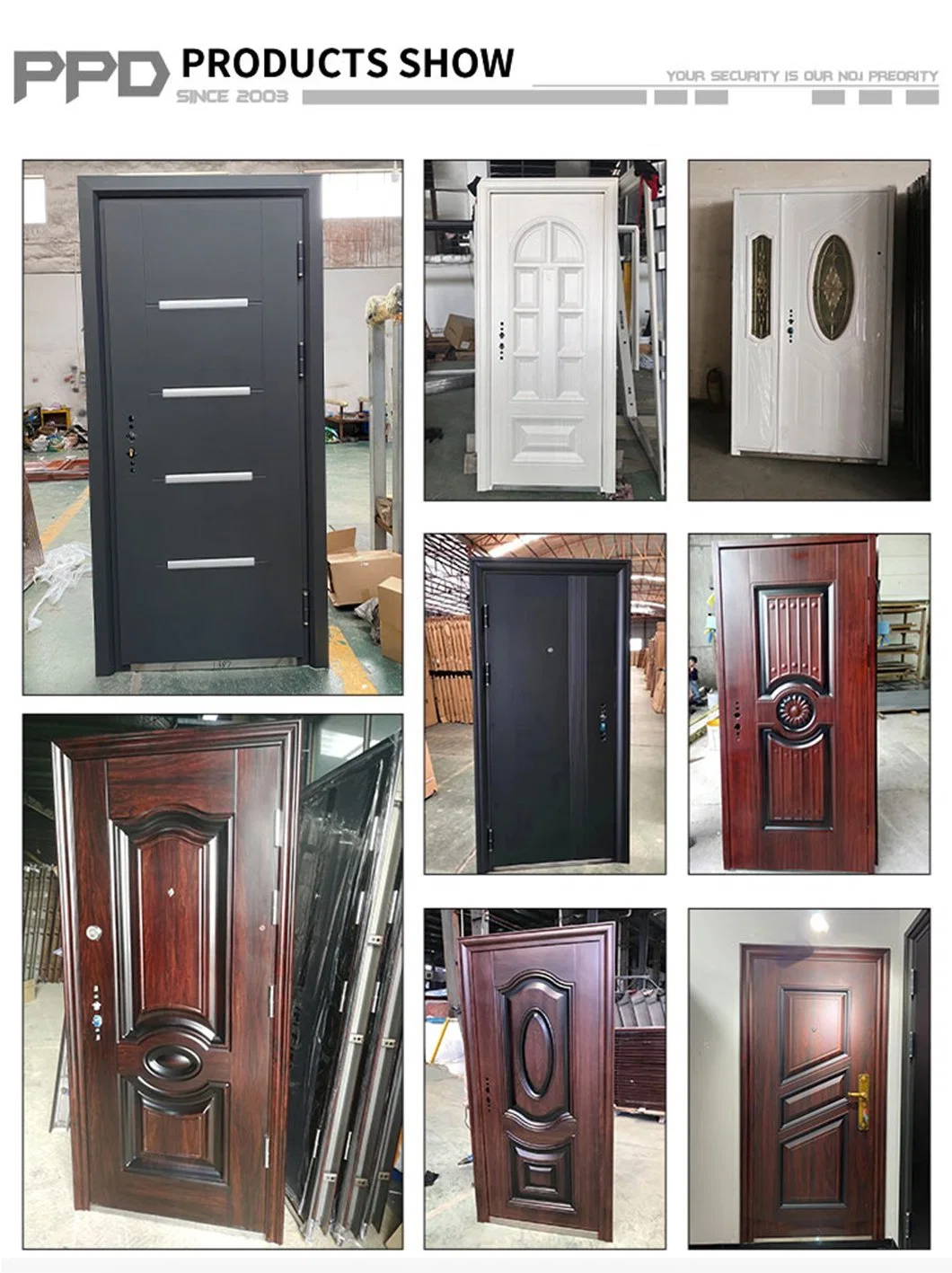 Modern Exterior Security Steel Main Door Front Metal Door for Apartment