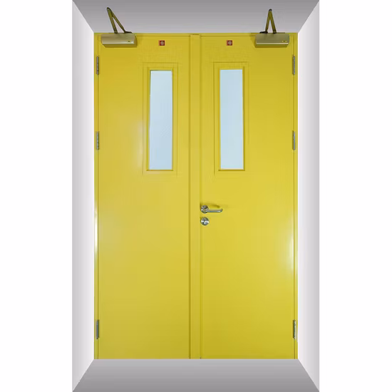 Certificat UL commercial de l'industrie Porte de sortie en acier galvanisée de sécurité vitrée Sortie de secours SUS 304 Portes affleurantes de porte en métal pivotante d'entrée de fuite en acier inoxydable